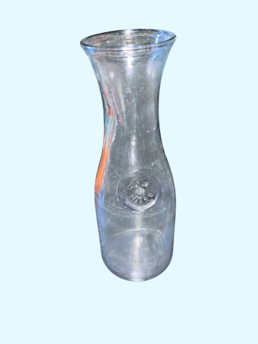Vintage Clear Glass Carafe Water Juice Pitcher Sunburst Medallion